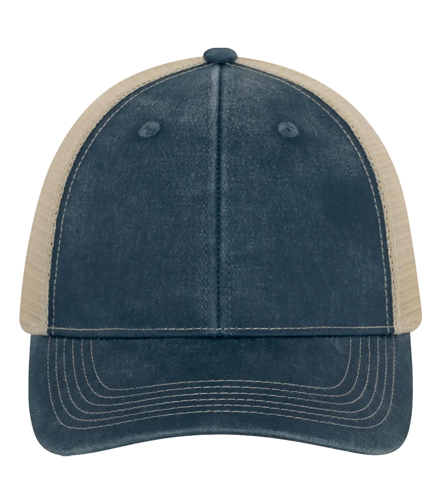 ATC Pigment Dyed Trucker Cap in Navy/Creme