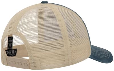 Am image of a Custom ATC Pigment Dyed Trucker Cap in Navy/Creme!