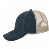 An image of a Custom ATC Pigment Dyed Trucker Cap in Navy/Creme!