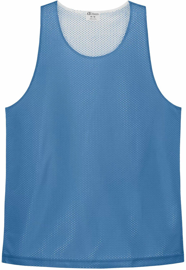 Am image of a Custom ATC Pro Club Reversible Mesh Tank Top in Carolina Blue/White!