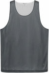 Am image of a Custom ATC Pro Club Reversible Mesh Tank Top in Iron Grey/ White!
