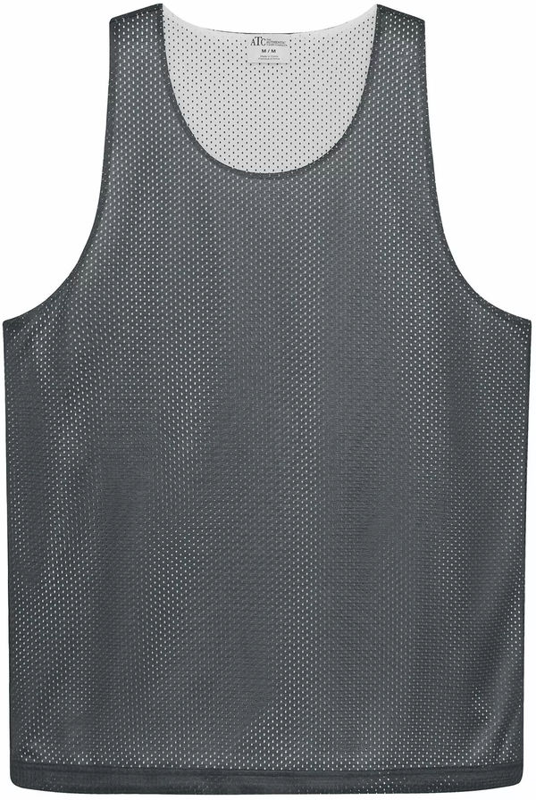 Am image of a Custom ATC Pro Club Reversible Mesh Youth Tank Top in Iron Grey/White!
