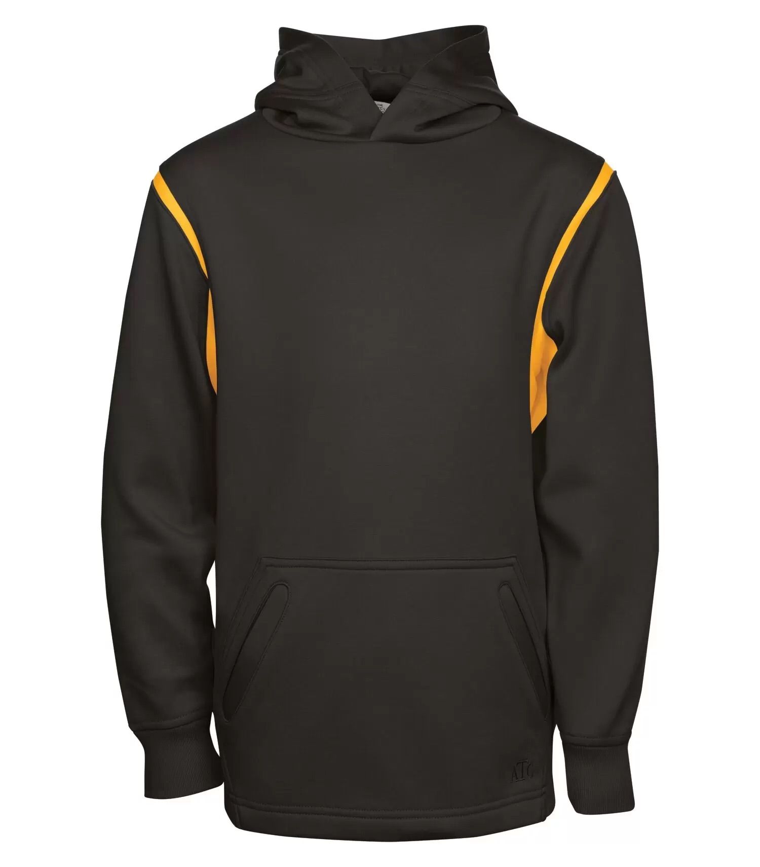 ATC Ptech Fleece Varcity Hooded Youth Sweatshirt in Black/Gold
