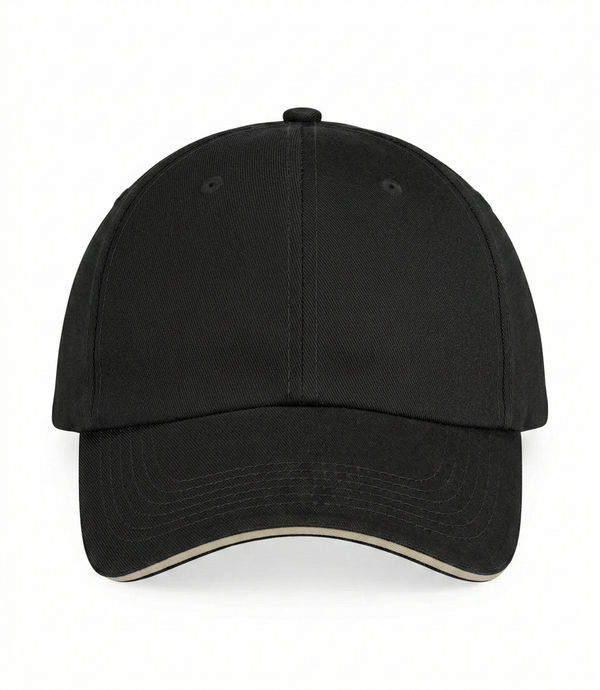 An image of a Custom ATC Sandwich Bill Cap in Black/Khaki!