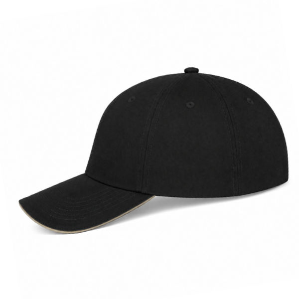 An image of a Custom ATC Sandwich Bill Cap in Black/Khaki!