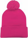 Am image of a Custom ATC Striped Cuff Pom Pom Toque in Pink Raspberry!