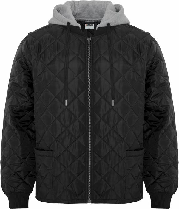 Am image of a Custom ATC Werk Quilted Hooded Freezer Jacket in Black!
