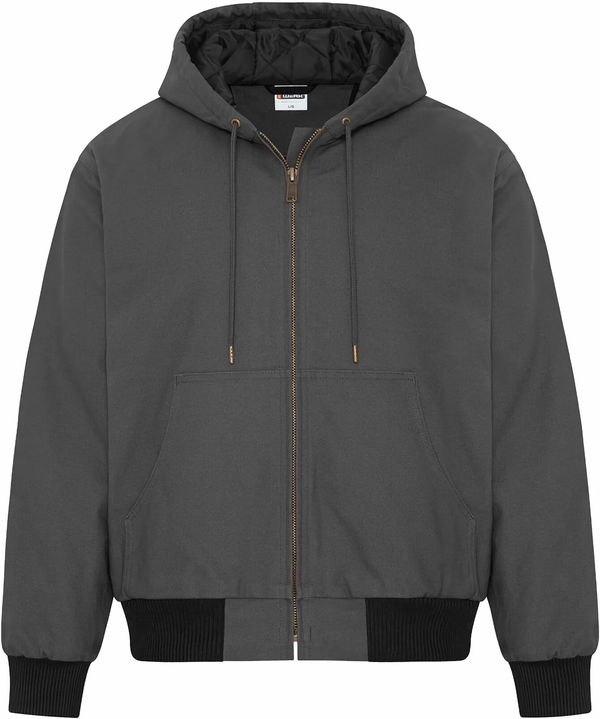 Am image of a Custom ATC Werk Yukon Hooded Bomber Jacket in Grey!