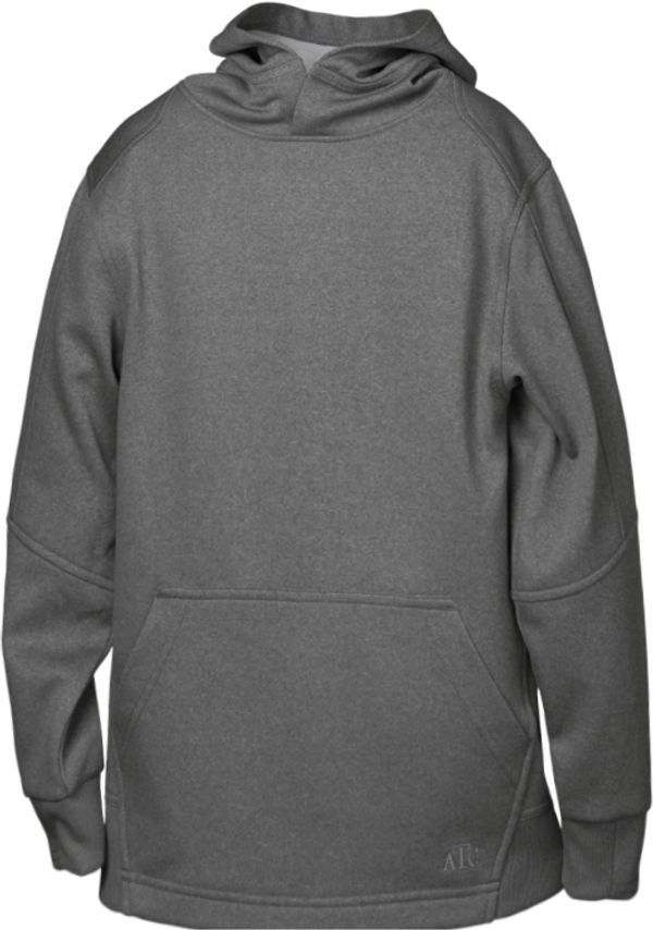An image of a Custom ATC Youth Ptech Fleece Hoodie in Charcoal Heather!