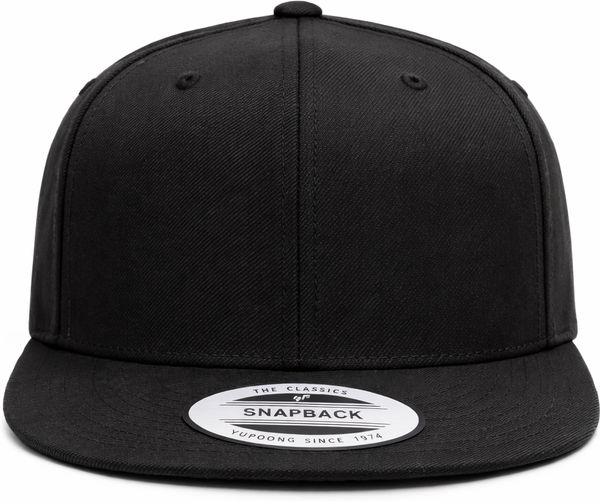 An image of a Custom ATC Yupoong YP Classics™ Premium Classic Snapback Cap in Black!