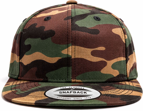 An image of a Custom ATC Yupoong YP Classics™ Premium Classic Snapback Cap in Camo!