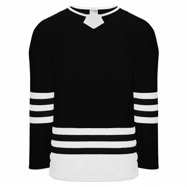 Am image of a Custom Athletic Knit Hockey Jersey in Black/White!