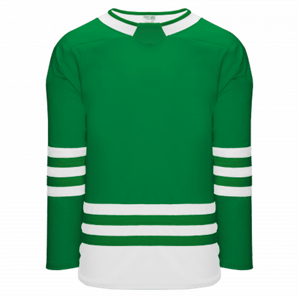 An image of a Custom Athletic Knit Hockey Jersey in Kelly/White!