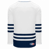 Am image of a Custom Athletic Knit Hockey Jersey in White/Navy!
