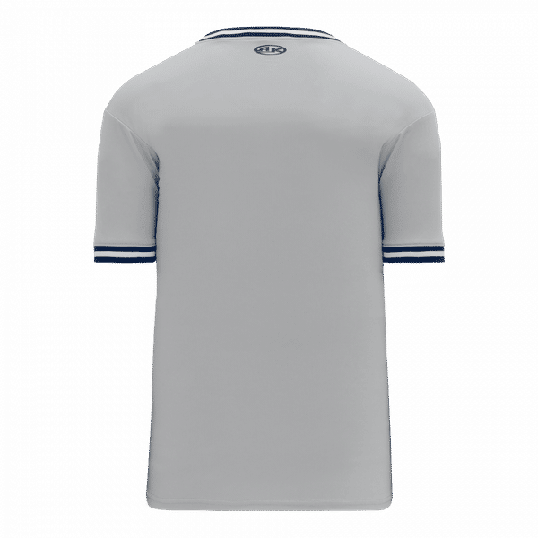 An image of a Custom Athletic Knit Volleyball Jerseys in Grey/Navy/White!