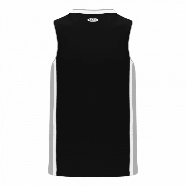 Am image of a Custom Athletic Knit Youth Pro Basketball Jerseys in Black/Grey/White!