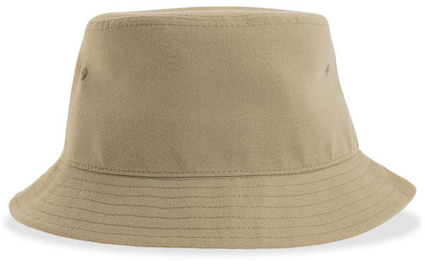 An image of a Custom Atlantis Headwear Geo Sustainable Bucket Hat in Khaki!