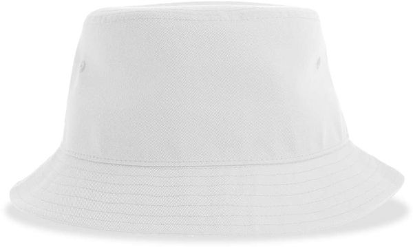 Am image of a Custom Atlantis Headwear Geo Sustainable Bucket Hat in White!