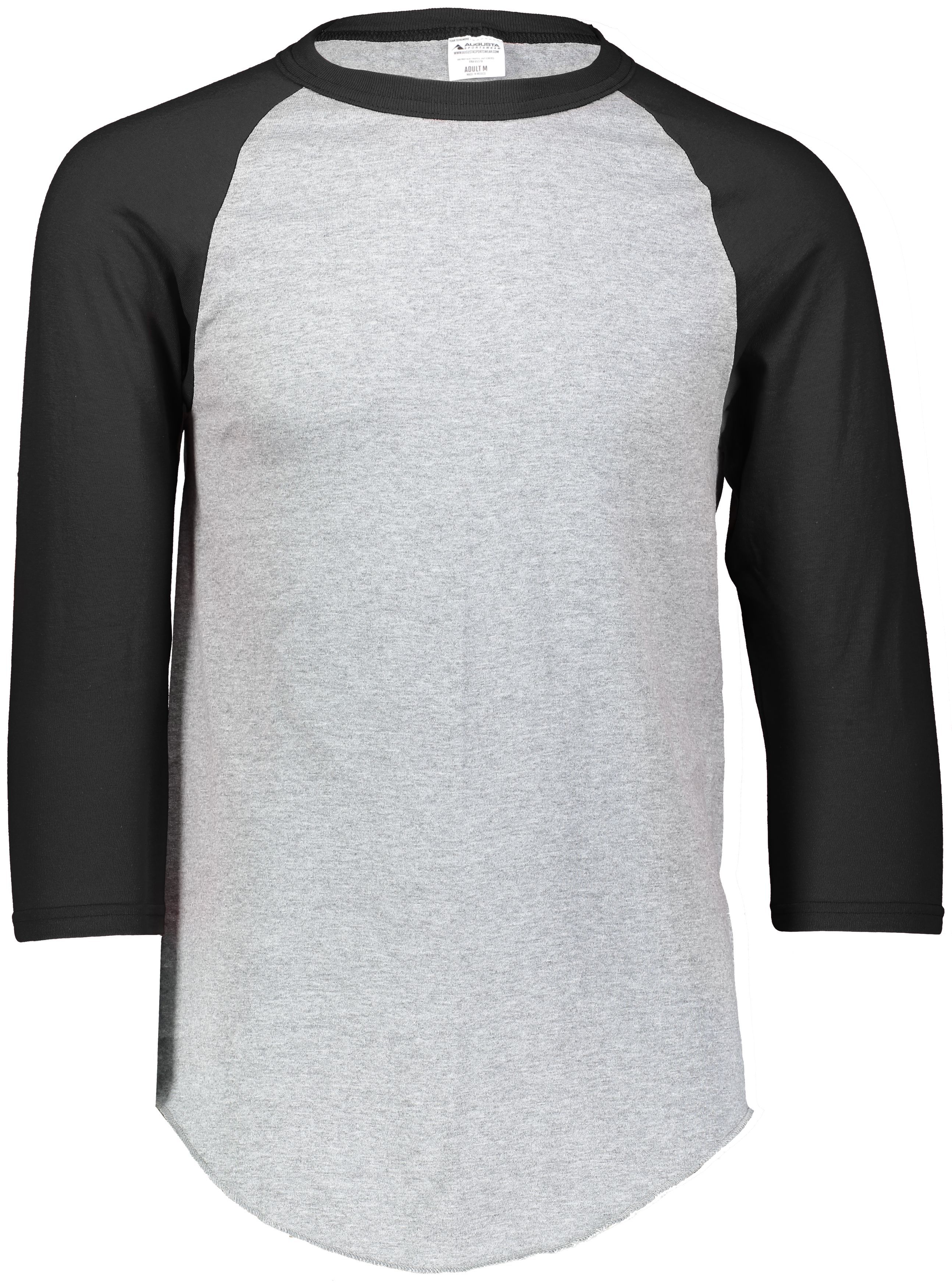 Augusta Baseball Sleeve Tee 2 in Athletic Heather/Black