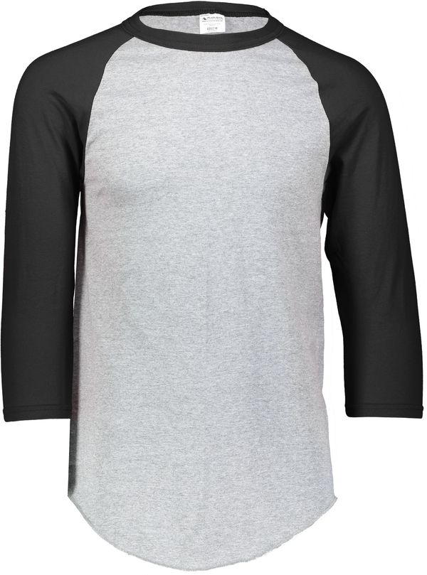 An image of a Custom Augusta Baseball Sleeve Tee 2 in Athletic Heather/Black!