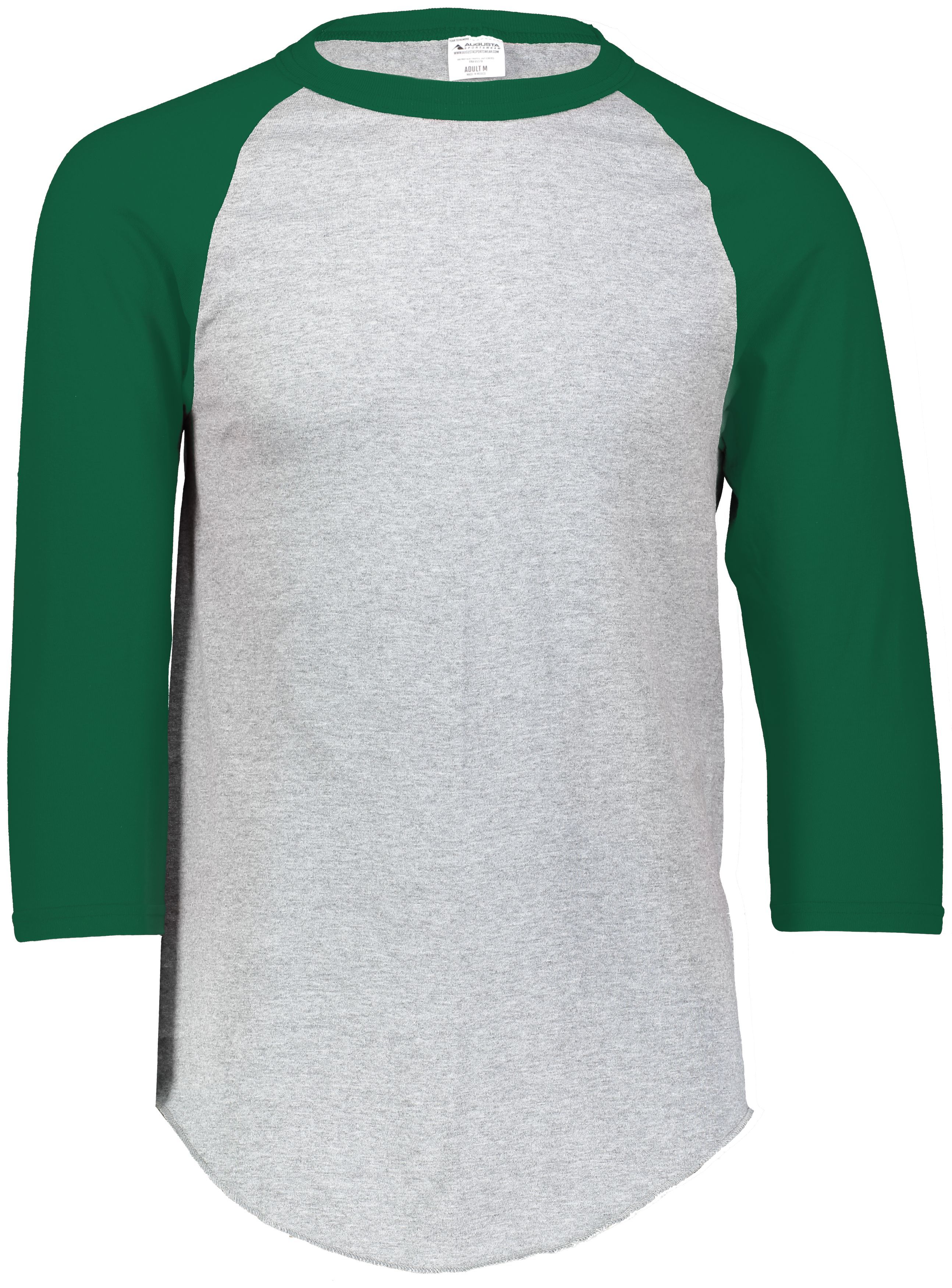 Augusta Baseball Sleeve Tee 2 in Athletic Heather/Dark Green