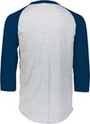 An image of a Custom Augusta Baseball Sleeve Tee 2 in Athletic Heather/Navy!