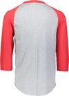 An image of a Custom Augusta Baseball Sleeve Tee 2 in Athletic Heather/Red!