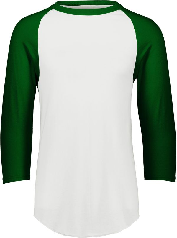 An image of a Custom Augusta Baseball Sleeve Tee 2 in White/Dark Green!