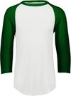An image of a Custom Augusta Baseball Sleeve Tee 2 in White/Dark Green!