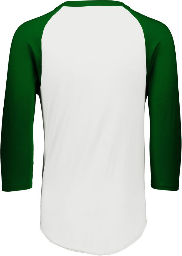 An image of a Custom Augusta Baseball Sleeve Tee 2 in White/Dark Green!