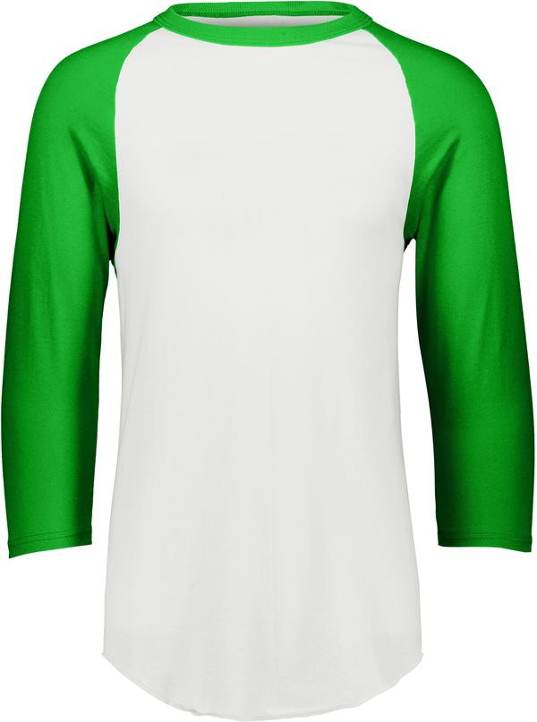 An image of a Custom Augusta Baseball Sleeve Tee 2 in White/Kelly!