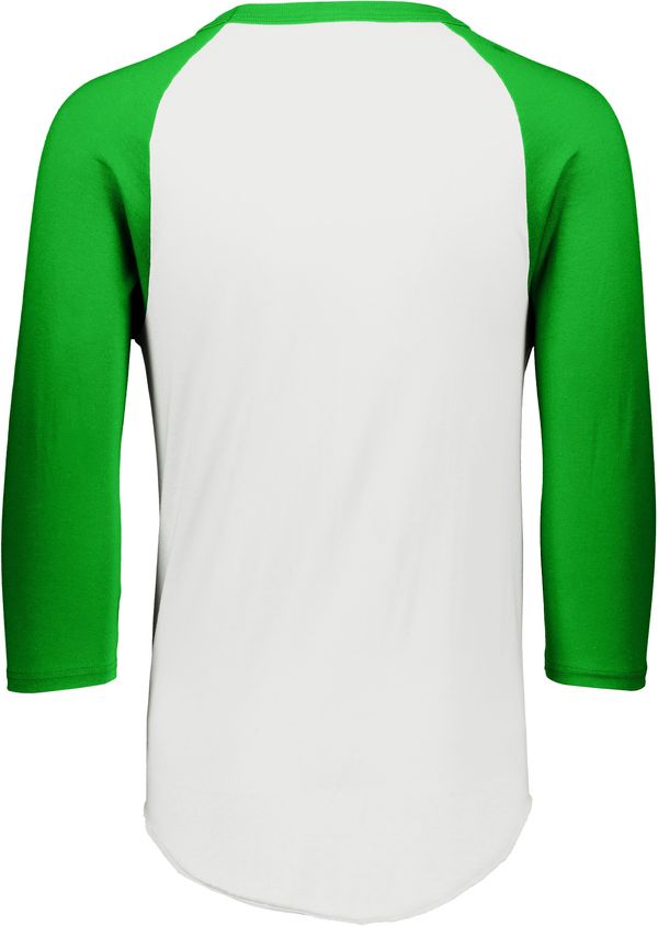 An image of a Custom Augusta Baseball Sleeve Tee 2 in White/Kelly!