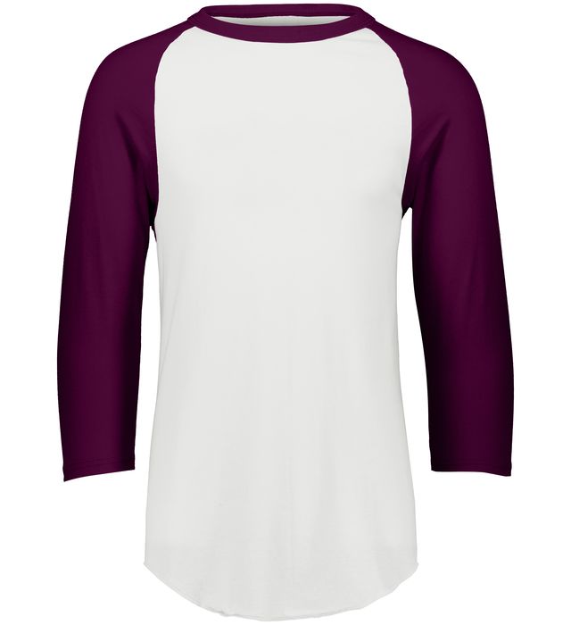 Augusta Baseball Sleeve Tee 2 in White/Maroon