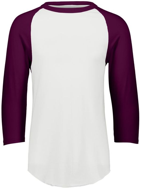 An image of a Custom Augusta Baseball Sleeve Tee 2 in White/Maroon!