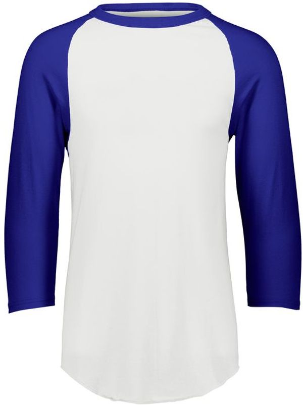 An image of a Custom Augusta Baseball Sleeve Tee 2 in White/Purple!
