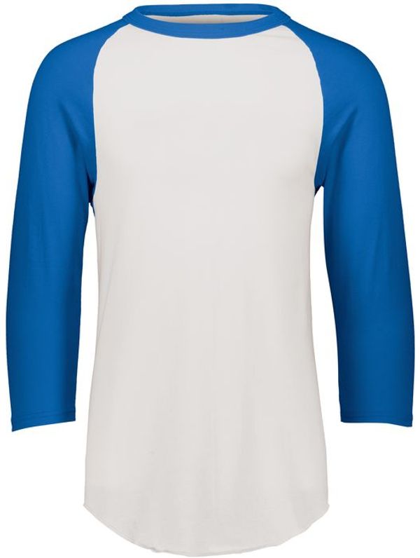 An image of a Custom Augusta Baseball Sleeve Tee 2 in White/Royal!