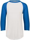 An image of a Custom Augusta Baseball Sleeve Tee 2 in White/Royal!