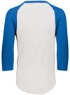 An image of a Custom Augusta Baseball Sleeve Tee 2 in White/Royal!