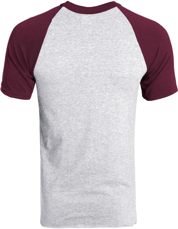 An image of a Custom Augusta Baseball Short Sleeve Tee in Athletic Heather/Maroon!