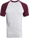 An image of a Custom Augusta Baseball Short Sleeve Tee in Athletic Heather/Maroon!