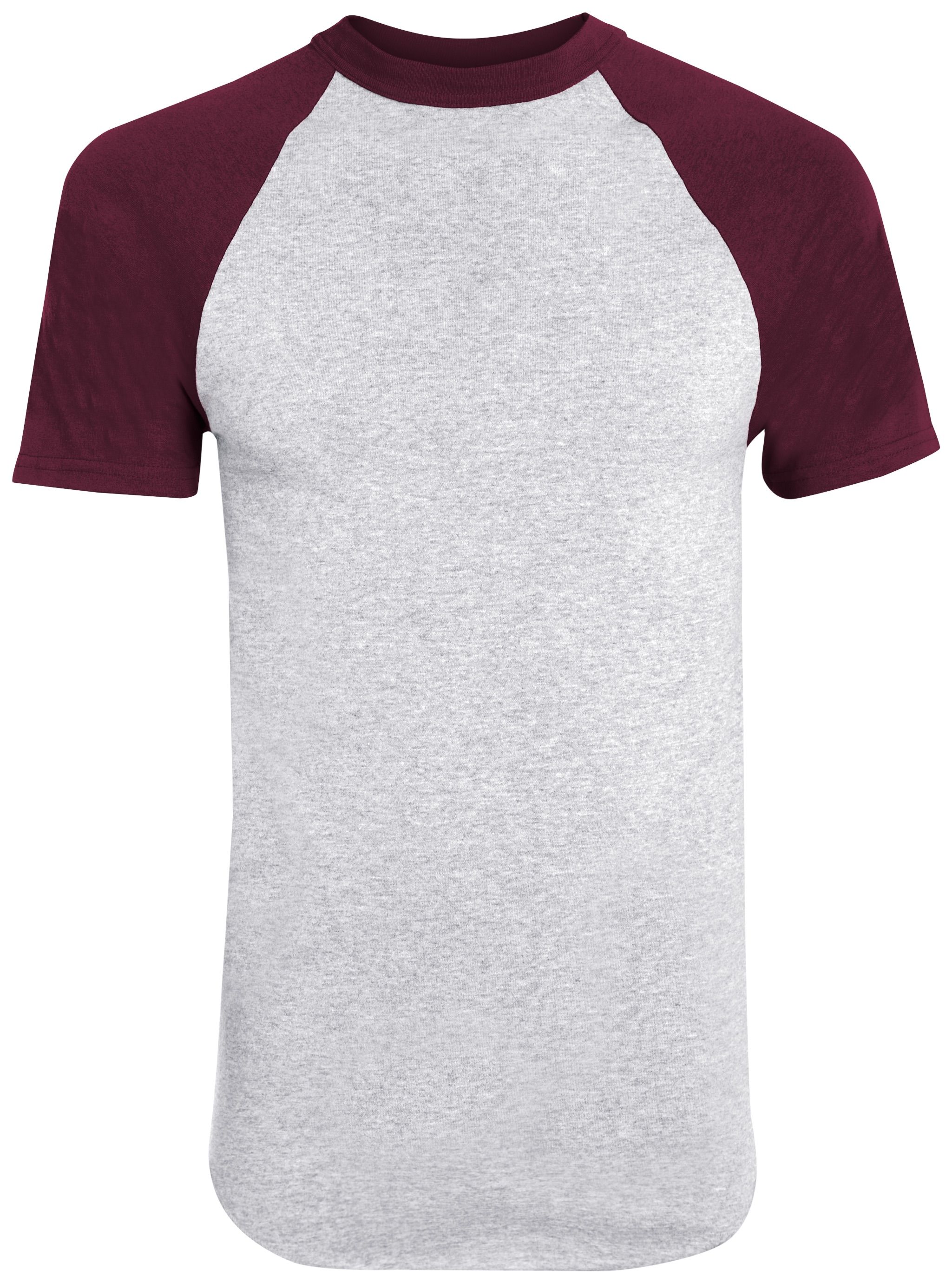 Augusta Baseball Short Sleeve Tee in Athletic Heather/Maroon