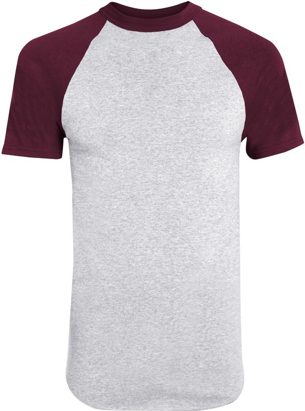 An image of a Custom Augusta Baseball Short Sleeve Tee in Athletic Heather/Maroon!