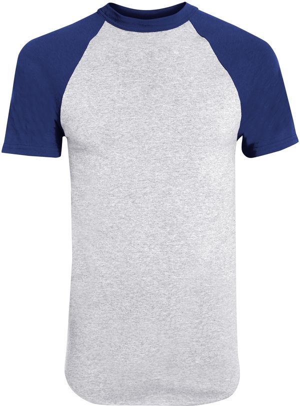 An image of a Custom Augusta Baseball Short Sleeve Tee in Athletic Heather/Navy!