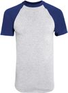 An image of a Custom Augusta Baseball Short Sleeve Tee in Athletic Heather/Navy!