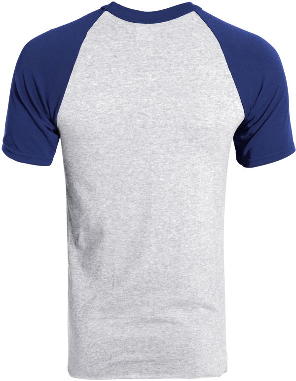 An image of a Custom Augusta Baseball Short Sleeve Tee in Athletic Heather/Navy!