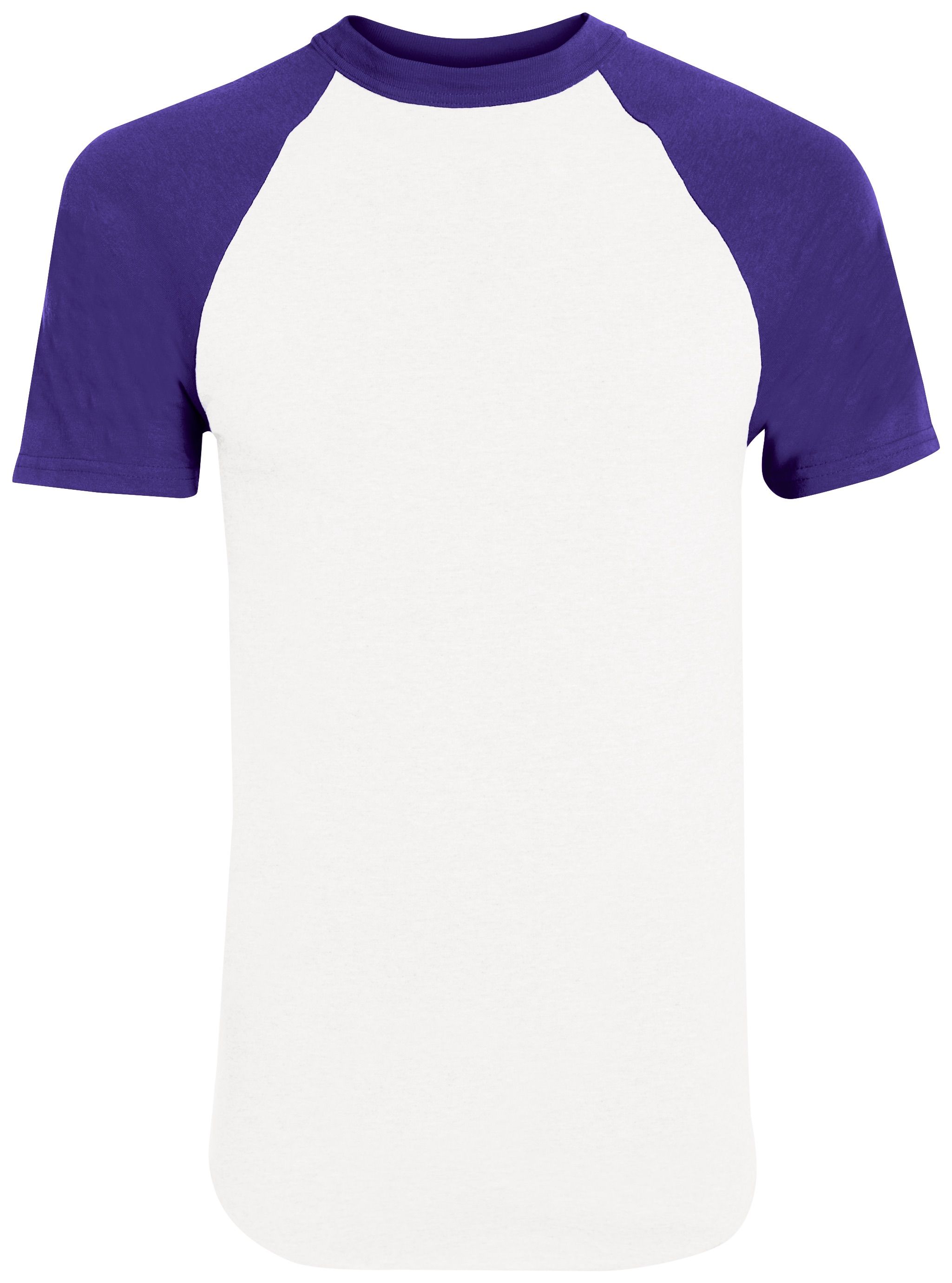 Augusta Baseball Short Sleeve Tee in White/Purple