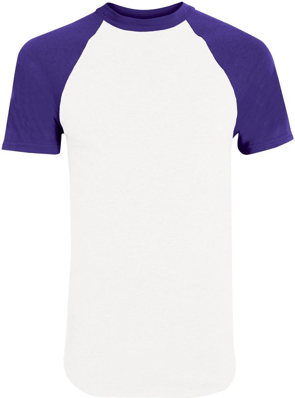 An image of a Custom Augusta Baseball Short Sleeve Tee in White/Purple!