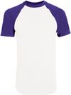 An image of a Custom Augusta Baseball Short Sleeve Tee in White/Purple!