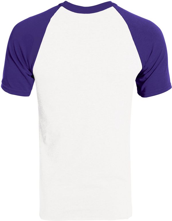 An image of a Custom Augusta Baseball Short Sleeve Tee in White/Purple!