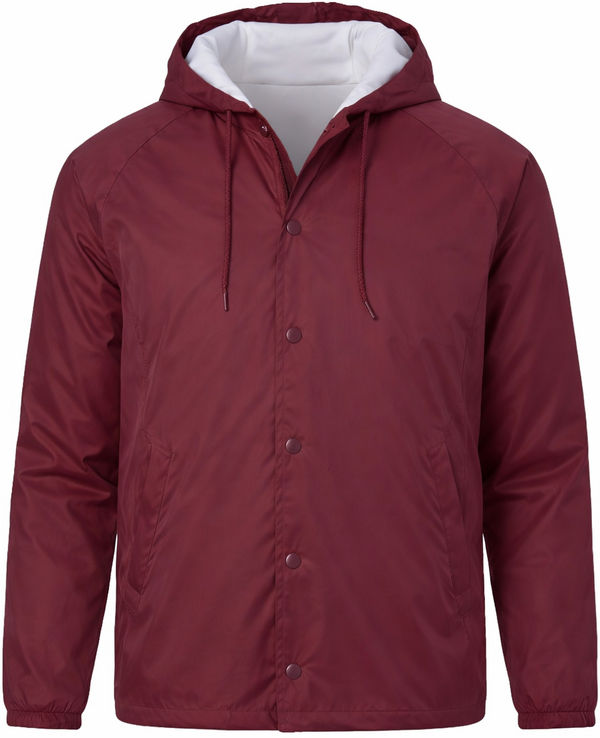 An image of a Custom Augusta Sportswear Hooded Coach Jacket in Maroon!